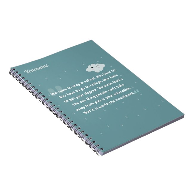cute color quotes with clouds and raindrops notebook (Right Side)
