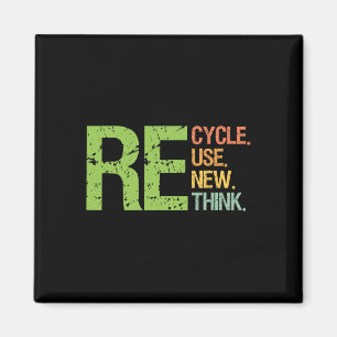 Cute Color Recycle Reuse Renew Rethink Earth Day Magnet