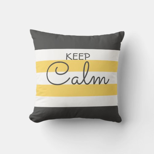Cute Color Striped Gray and Yellow With Text  Throw Pillow