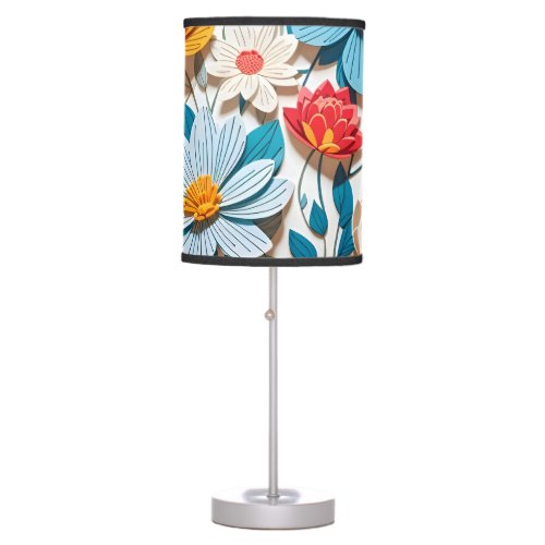 cute colored flowers pattern in white background table lamp