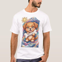 Cute Colored Pencil Puppy with Bone – Whimsical St