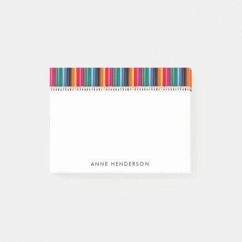 Cute Colored Pencils Personalized Teachers Name Post_it Notes