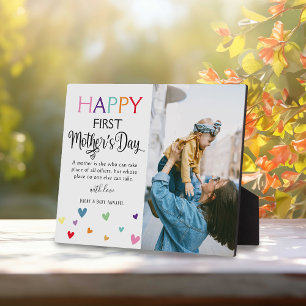 Cute Colorful 1st Mother's Day Photo Keepsake Plaque