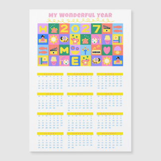 Cute Colorful 2027 Year at a Glance Calendar Poste