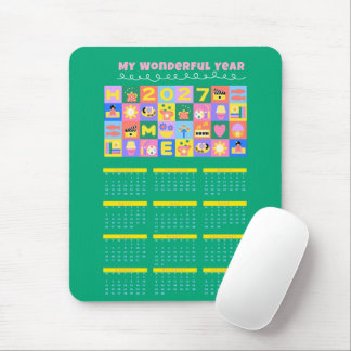 Cute Colorful 2027 Year at a Glance Calendar Poste Mouse Pad