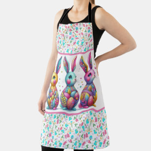 Cute, colorful 3 Easter bunny Apron