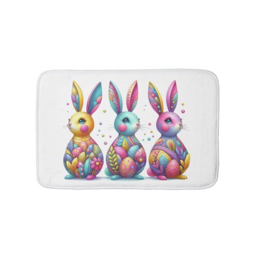 Cute colorful 3 Easter bunny Bath Mat