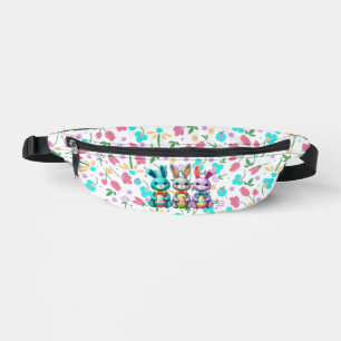 Cute, colorful 3 Easter bunny Fanny Pack