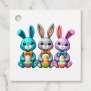 Cute, colorful 3 Easter bunny Favor Tags