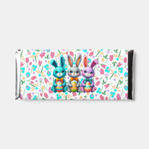 Cute, colorful 3 Easter bunny Hershey Bar Favors