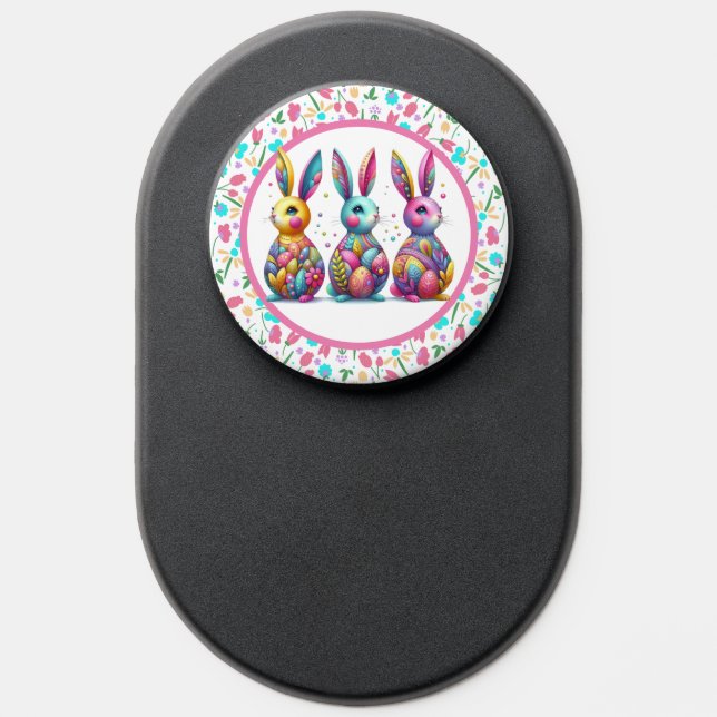 Cute, colorful 3 Easter bunny PopSocket (Popsocket)
