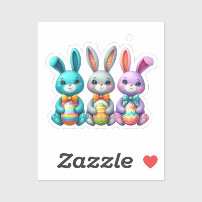 Cute, colorful 3 Easter bunny Sticker (Sheet)