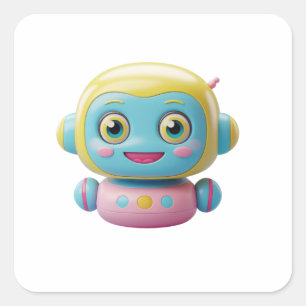 Cute Colorful 3D Robot Sticker – Kawaii AI Bot Des