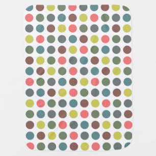 Cute colorful 70s pattern with polka dots baby blanket