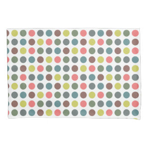 Cute colorful 70s pattern with polka dots pillow case