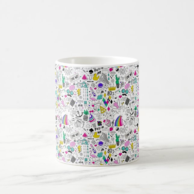 Cute Colorful 80s Pattern Coffee Mug (Center)