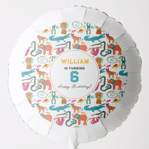 Cute Colorful Abstract Animals Kids Birthday Party Balloon