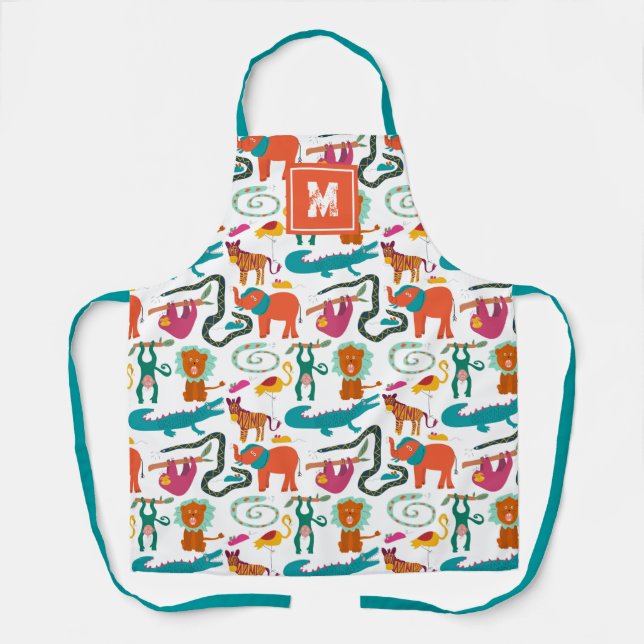 Cute Colorful Abstract Animals Kids Pattern Apron (Front)