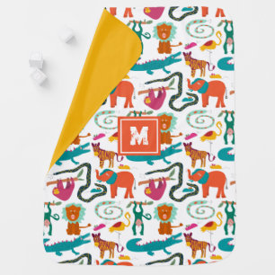Cute Colorful Abstract Animals Kids Pattern Baby Blanket