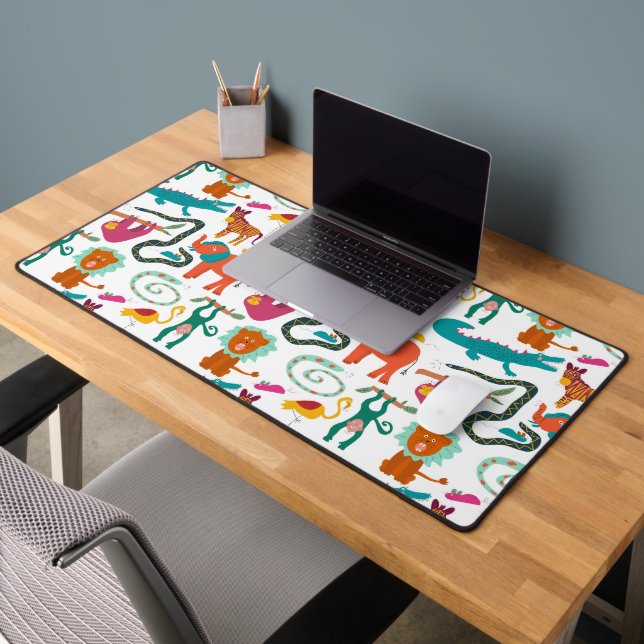 Cute Colorful Abstract Animals Kids Pattern Desk Mat (Office 2)