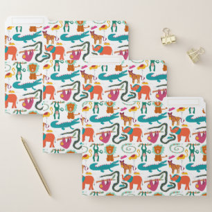 Cute Colorful Abstract Animals Kids Pattern File Folder