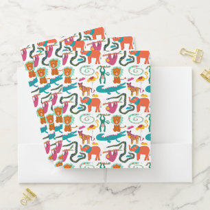 Cute Colorful Abstract Animals Kids Pattern Pocket Folder