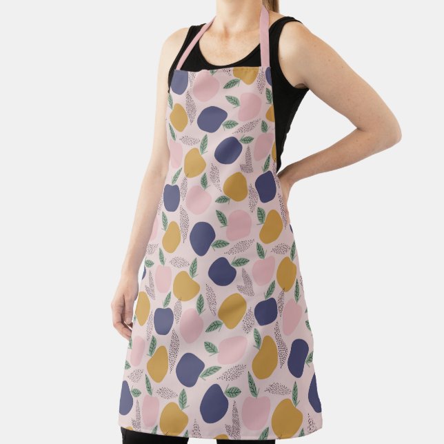 Cute Colorful Abstract Apple Pattern Print Apron (Insitu)