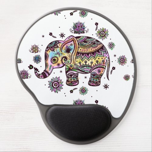 Cute Colorful Abstract Baby Elephant Illustration Gel Mouse Pad