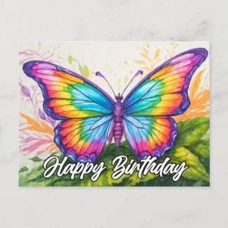 Cute Colorful Abstract Butterfly Doodle Art Holiday Postcard