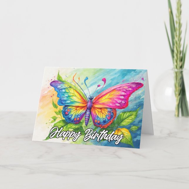 Cute Colorful Abstract Butterfly Doodle Card (Front)