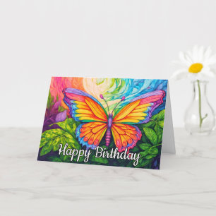 Cute Colorful Abstract Butterfly Drawing Card