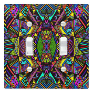 Cute colorful abstract drawing patterns design light switch cover