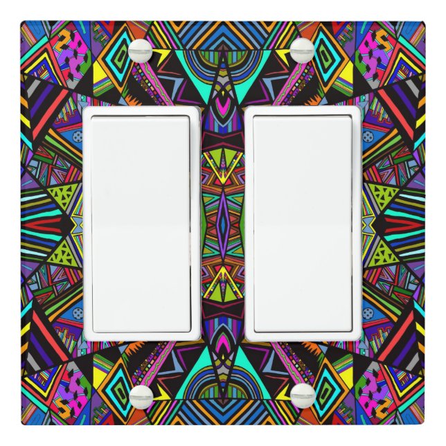 Cute colorful abstract drawing patterns design light switch cover (In Situ)