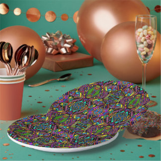 Cute colorful abstract drawing patterns design paper plates
