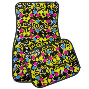 Cute colorful abstract floral car floor mat