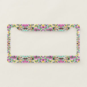 Cute colorful abstract floral license plate frame