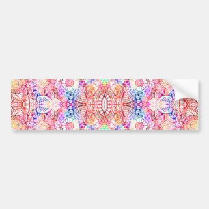 Cute colorful abstract flowers bumper sticker