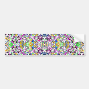 Cute colorful abstract flowers bumper sticker