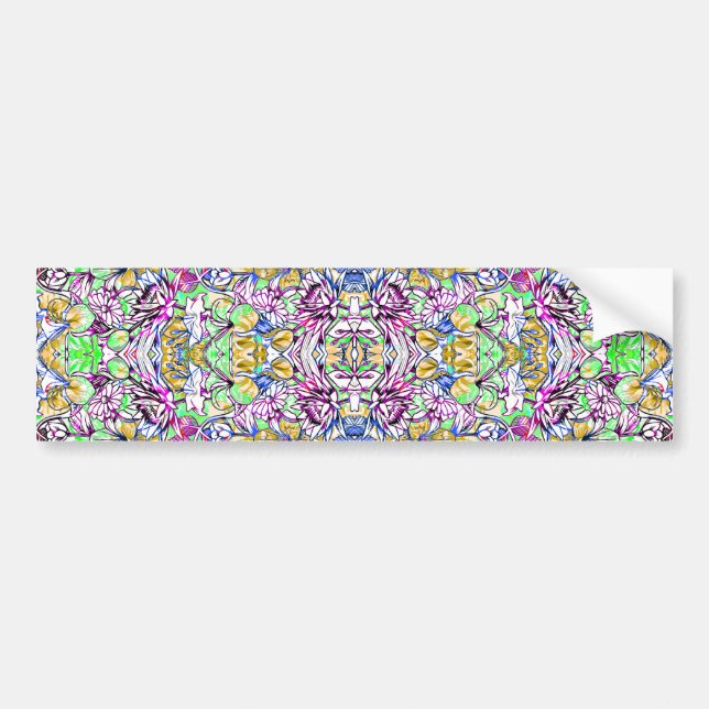 Cute colorful abstract flowers bumper sticker (Front)