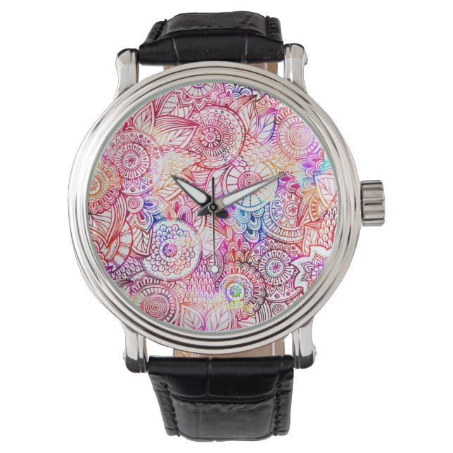 Cute colorful abstract flowers license plate frame watch (Front)