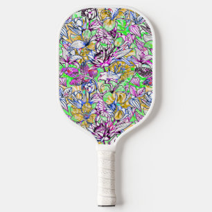 Cute colorful abstract flowers luggage tag pickleball paddle