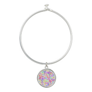 Cute colorful abstract flowers patterns bangle bracelet