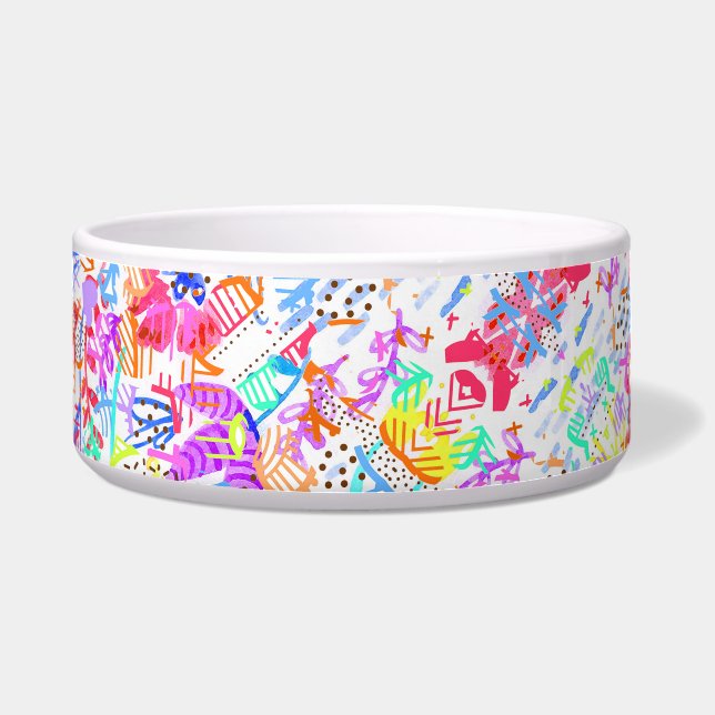 Cute colorful abstract flowers patterns bowl (Front)