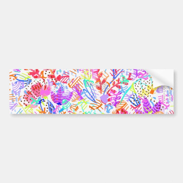 Cute colorful abstract flowers patterns bumper sticker (Front)