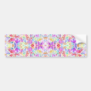 Cute colorful abstract flowers patterns bumper sticker