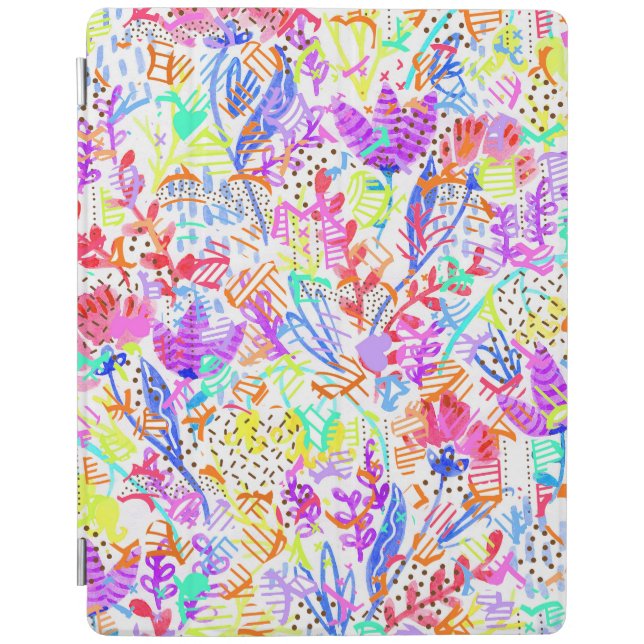 Cute colorful abstract flowers patterns iPad smart cover (Front)