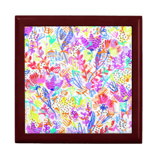 Cute colorful abstract flowers patterns jewelry box