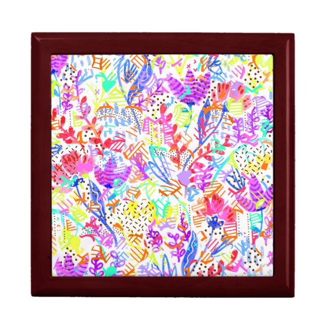 Cute colorful abstract flowers patterns jewelry box (Front)