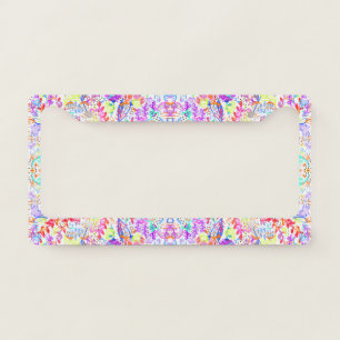 Cute colorful abstract flowers patterns license plate frame