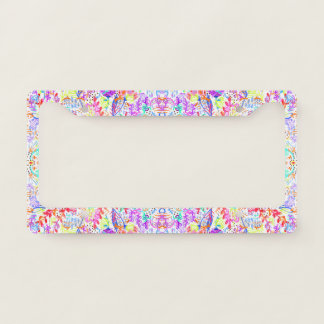 Cute colorful abstract flowers patterns license plate frame